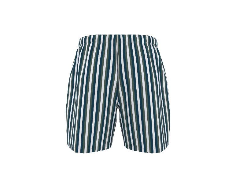 Gestreepte herenshorts in wit, donkerblauw en olijfgroen.