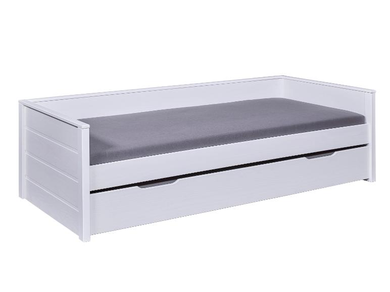 Wit houten bed met opberglade.