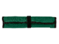Groene oprolbare gereedschapstas met klittenbandsluiting.
