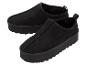 Paar zwarte platformslippers met imitatiebont voering