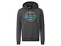 Een donkergrijze hoodie met een vintage 'Jeanswear' logo.