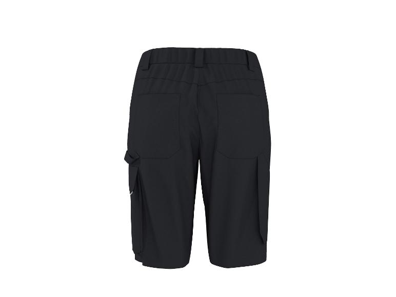 Zwarte werkshorts met cargozakken, achteraanzicht.