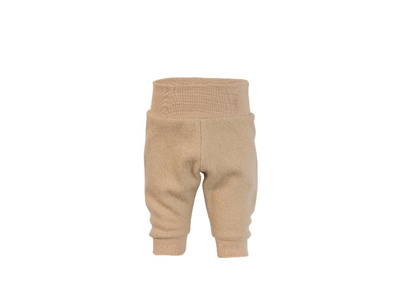 Beige babybroek van wol met hoge taille en geribbelde boorden