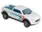 Een witte Hot Wheels pick-up truck met blauwe en rode strepen.