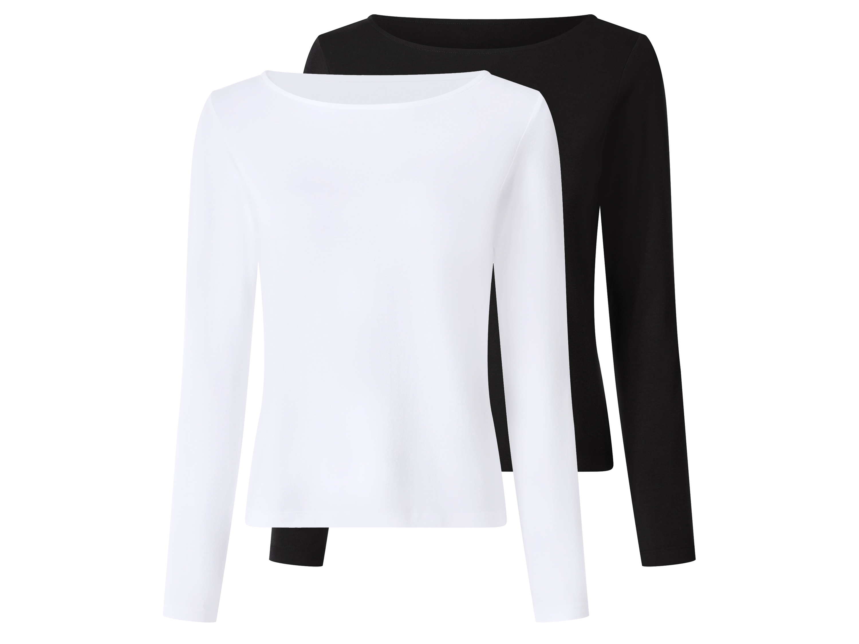 esmara Set van 2 dames longsleeves (Zwart/wit, S (36/38))