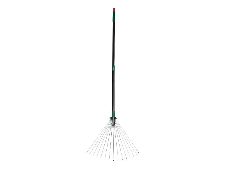 Bladhark met zwarte steel, groene details en rood handvat.