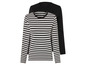 Twee longsleeve shirts, één met zwarte strepen en één effen zwart.