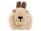Lama knuffel met zachte vacht en bruine oren, met een geborduurde zwarte neus.