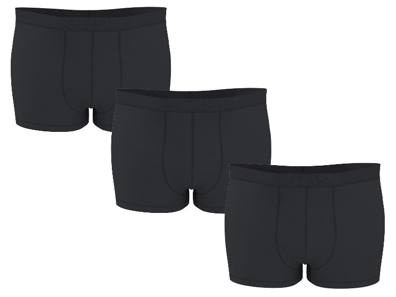 Verpakking van drie zwarte herenboxershorts