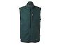 Donkergroen mouwloos hardloopvest met zwarte rits en reflecterende details.