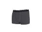 Donkergrijze boxershort met zwarte tailleband en witte strepen.