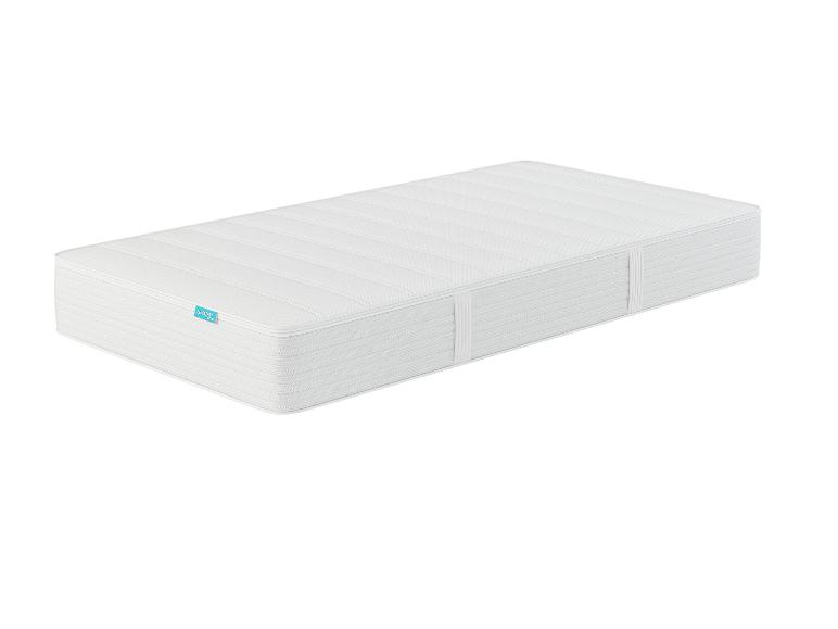 Wit matras met de tekst 'LUMATEX' op een blauw label.