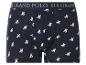 Donkerblauwe katoenen boxershort met poloruitersprint en 'U.S. GRAND POLO' logoband.