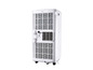Witte mobiele airconditioner met roosters en wielen