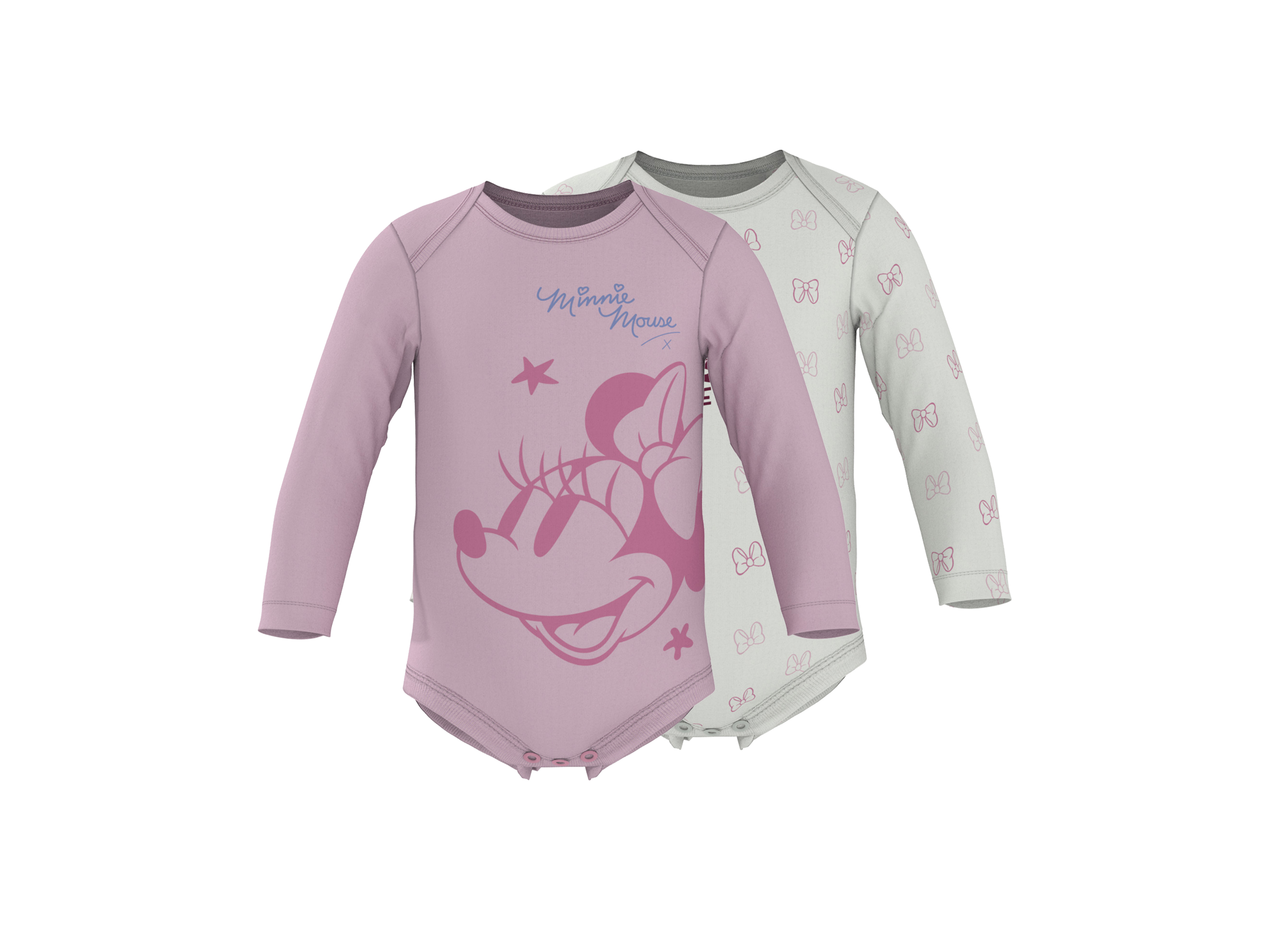 LUPILU Set van 2 baby rompers (roze/wit, 74/80)