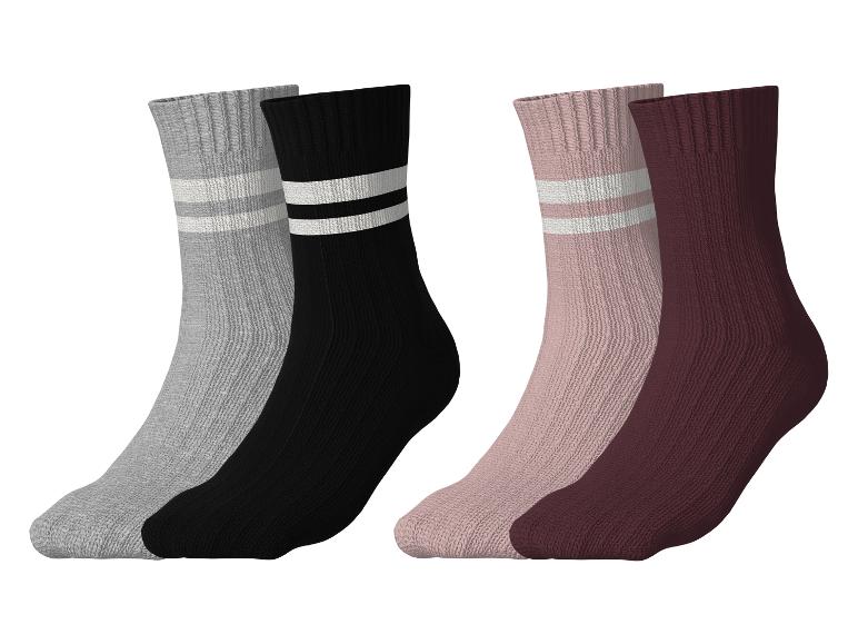 ESMARA KIDS kinderthermosokken, 2 paar: grijs, zwart, roze en bordeauxrood met strepen.