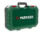 Groene PARKSIDE gereedschapskoffer met zwart handvat en rode sluitingen
