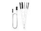 Set draadreinigingsborstels, inclusief een lange flexibele borstel en individuele borstels.