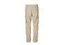 Beige cargobroek met elastische tailleband en zijzakken.