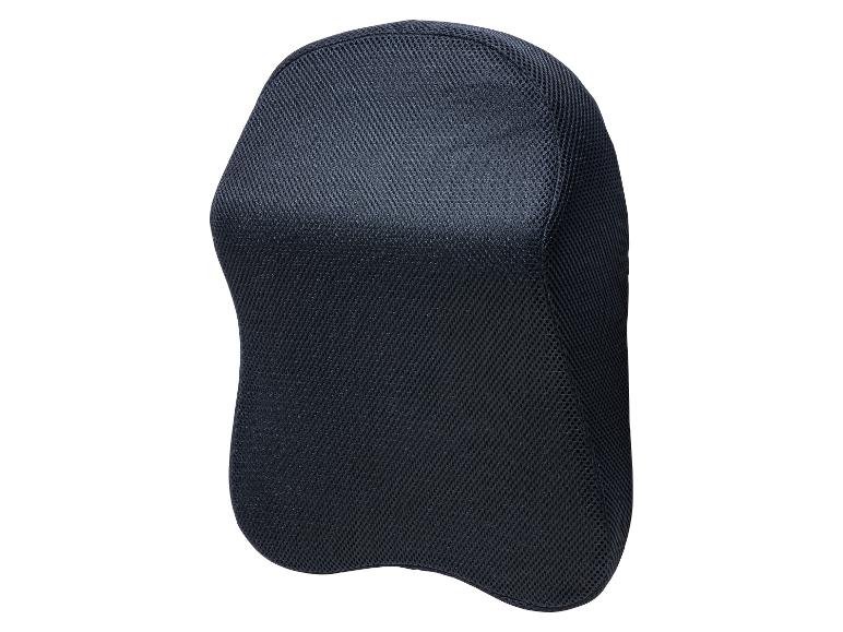 Zwarte mesh lendensteun voor extra zitcomfort.