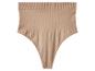 Beige high-waisted geribbelde string.