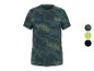 Heren sport T-shirt met korte mouwen in donkergroen en geel camouflagepatroon