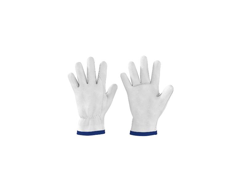 Witte werkhandschoenen met blauwe manchetten
