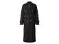Zwarte double-breasted trenchcoat met gouden knopen en strikceintuur