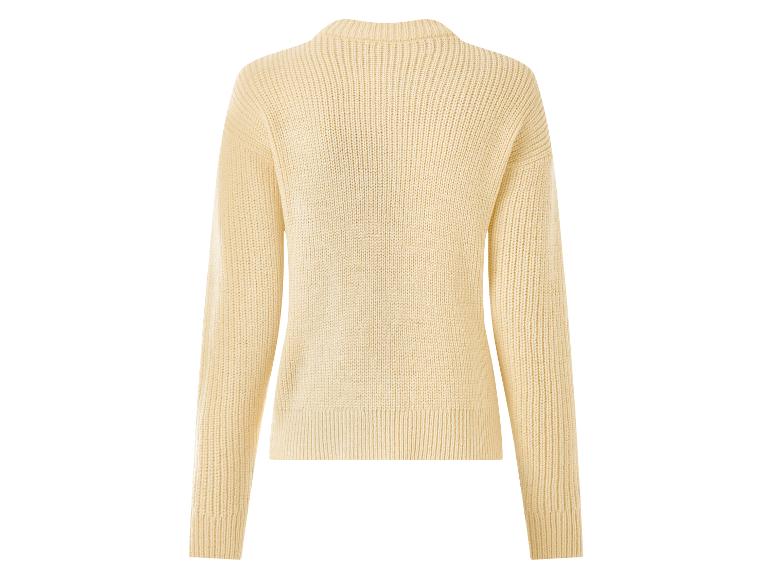 Dames lichtbeige gebreide trui met lange mouwen, achteraanzicht