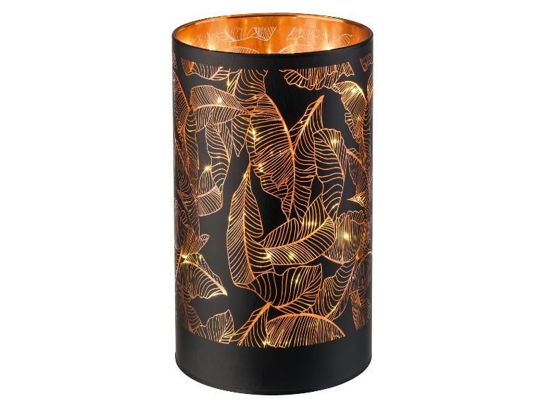 Zwarte decoratieve LED-lamp met gouden bladmotief