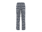 Blauw-witte pyjamabroek met een feestelijk patroon van rendieren en sneeuwvlokken