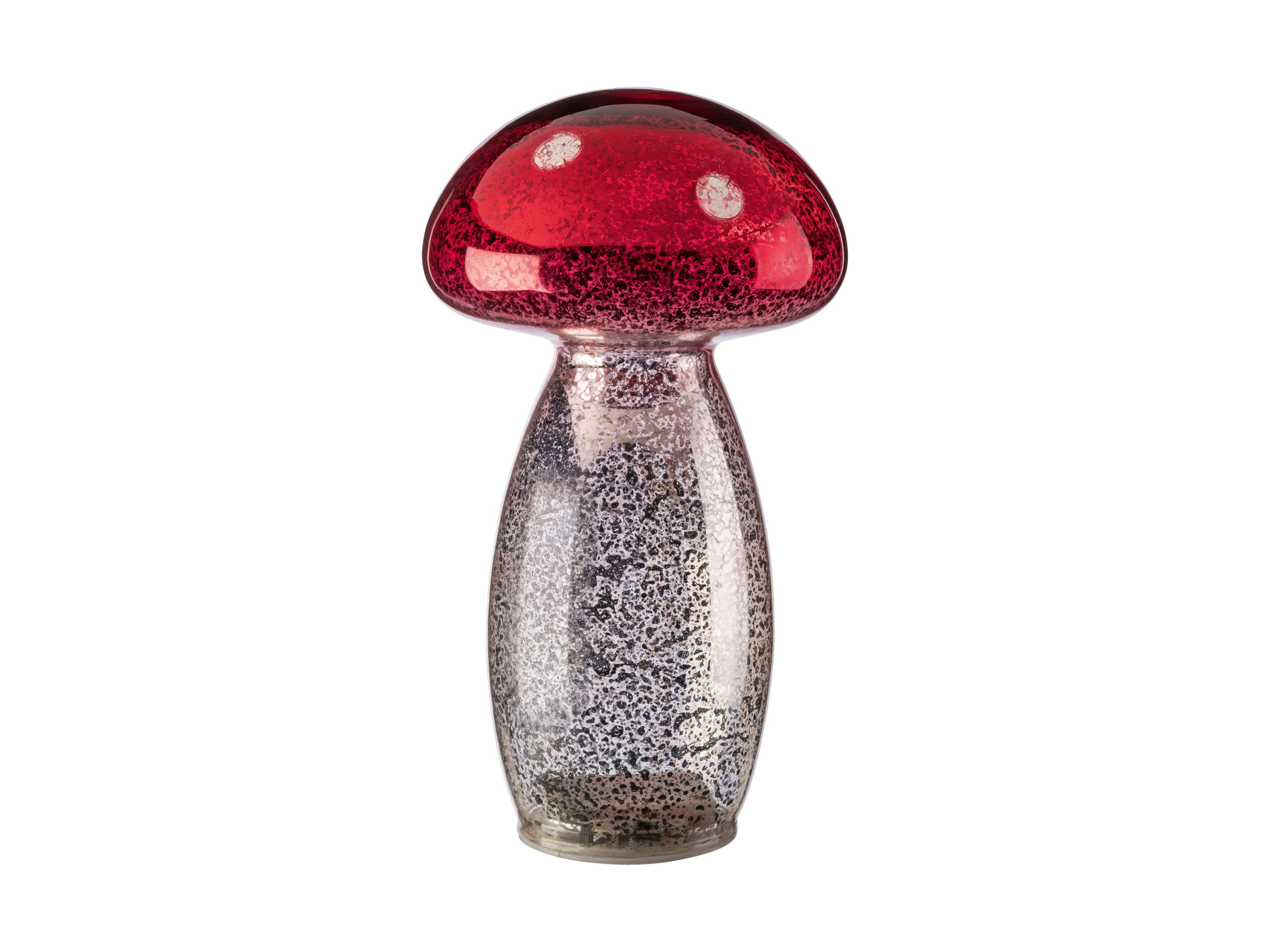 LIVARNO Glazen LED-paddenstoel (Rood zilveren paddenstoel)