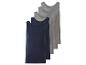 Verpakking van vijf heren tanktops in marineblauw en grijs