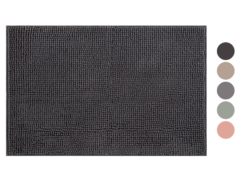 Donkergrijze badkamermat met kleur opties.