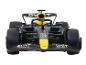 Red Bull Racing F1 raceauto met zwarte banden en gele details.