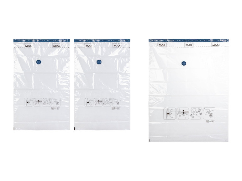 Drie vacuümzakken voor het opbergen van kleding.