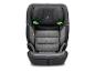 Grijs en zwart kinderautostoeltje met groene accenten, tekst 'Flux Isofix eXT' aan de zijkant.