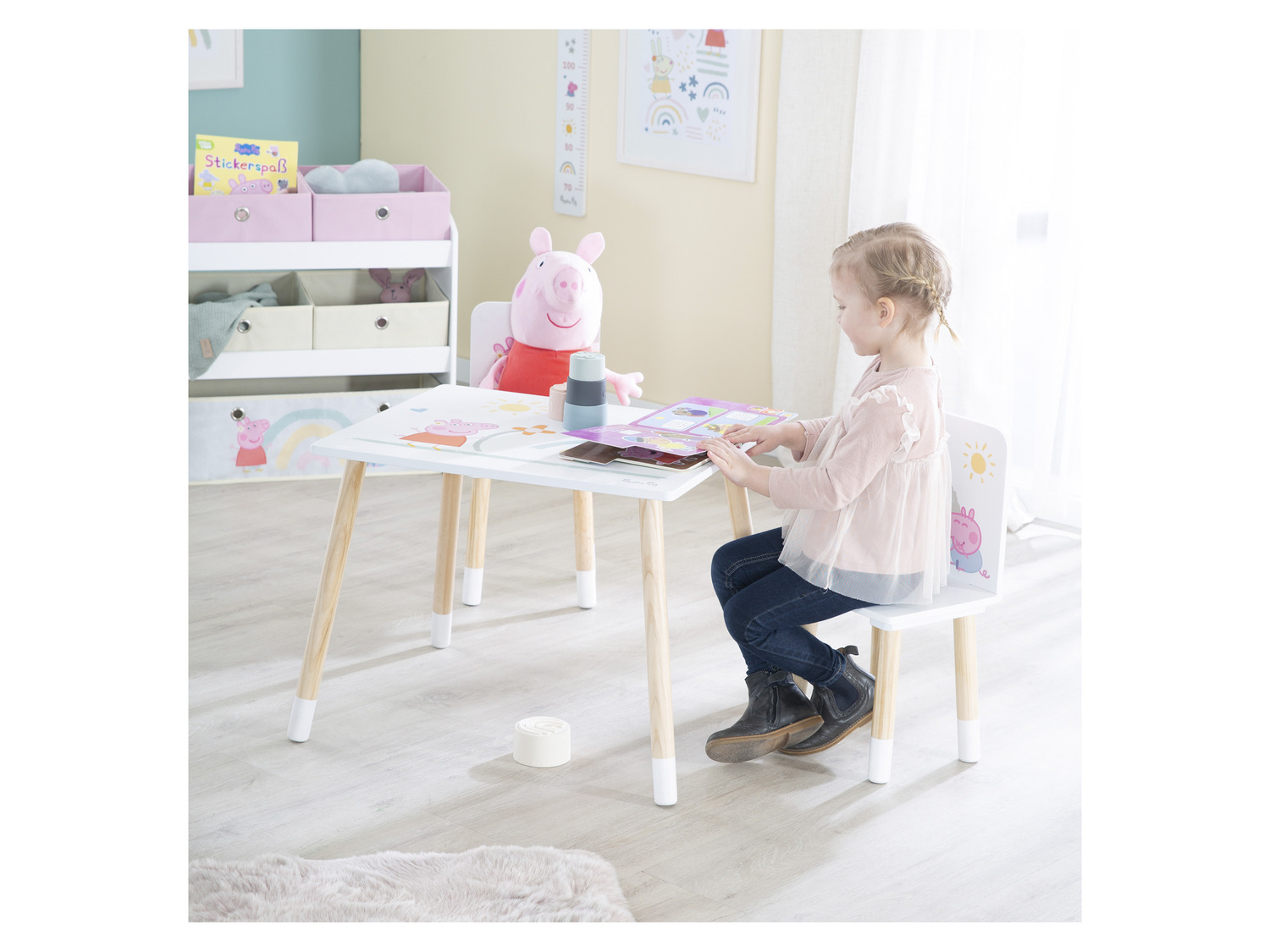 Kinderzitgroep 3-in-1 Voor Kinderen - 1 Omkeerbare Kruk En Een Tot Tafel Veranderbare Kinderbank Wit