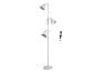 Witte vloerlamp met drie verstelbare spots, 170 cm hoog.