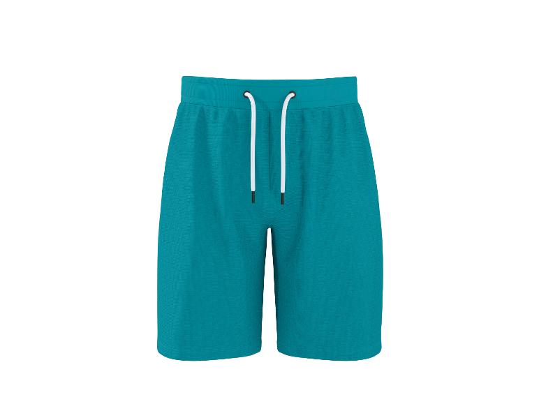 Turquoiseblauwe sweatshorts met wit trekkoord
