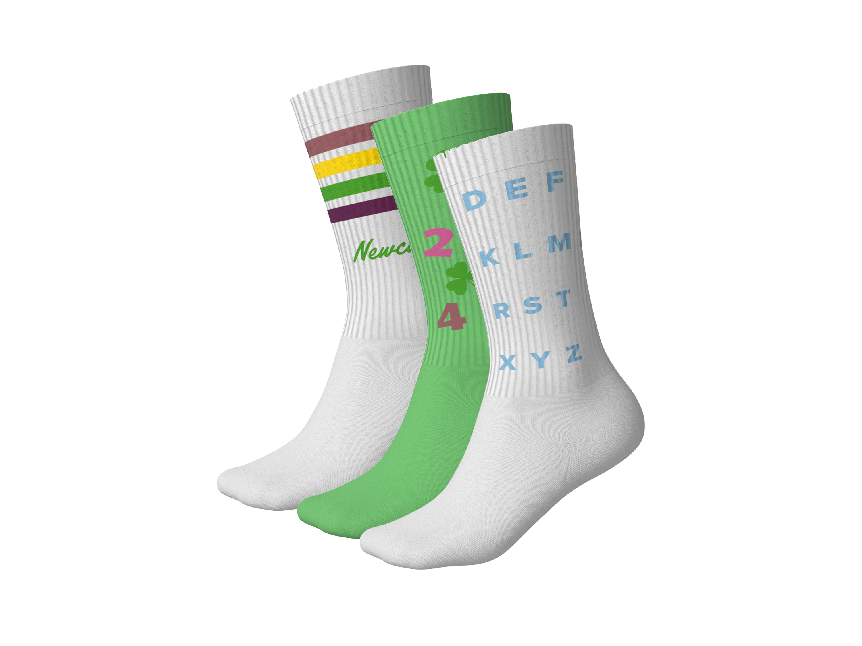 Kindersokken, 3 stuks. (Groen, 35/38)