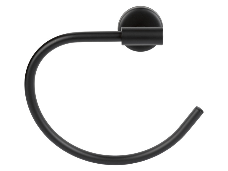 Een zwarte handdoekhouder voor aan de muur.