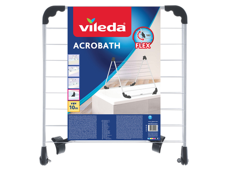 Vileda Acrobath droogrek met 10 meter droogruimte en flexibele arm.