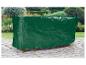 Groene beschermhoes voor tuinmeubelen: tafel en stoelen.