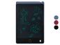 Blauw LCD-schrijftablet met stylus, met een bloem, zon, sterren en een vlinder.