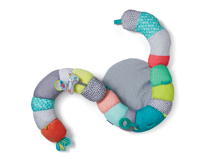 Baby speelkleed en zitkussen, kleurrijke patronen.