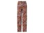 Dames wijde broek met blauw en bruin paisley patroon.