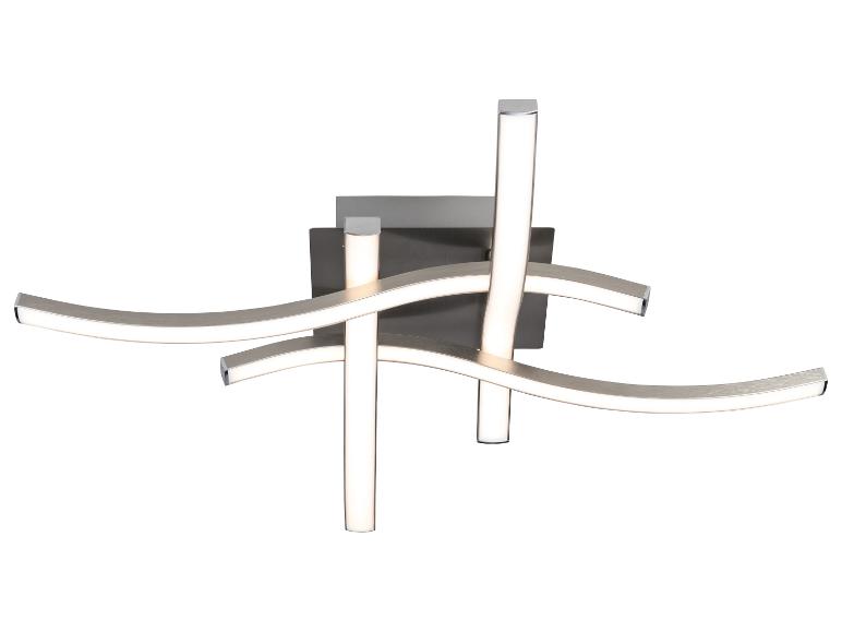 Moderne LED-wandlamp met geborsteld metalen afwerking en verweven verlichte strips
