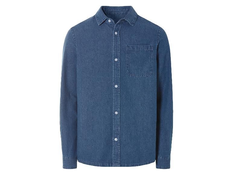 Lang mouw denim overhemd, blauwe kleur.