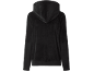 Zwarte velours hoodie, achterkant.